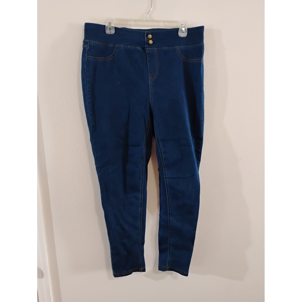 Terra & Sky Womens 0X 14W Dark Wash Pull On Jegging Skinny Jeans Blue